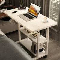 Height Adjustable Laptop Side Table Portable Table Wheels Dormitory Simple Bed Computer Bedroom Movable Office Simple Sidetable - Image 2